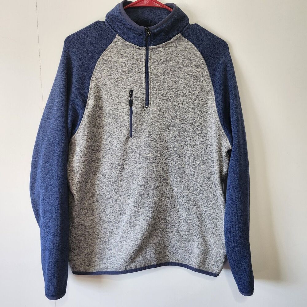 Johnnie-O Alberta 1/4 Zip Sweater Knit Fleece Pullover Blue Gray Mens M